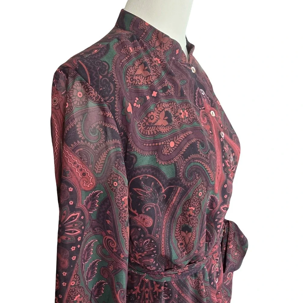 eShakti Wayward Fancies Paisley Shirt Dress Tie Waist Boho No Size Tag‎